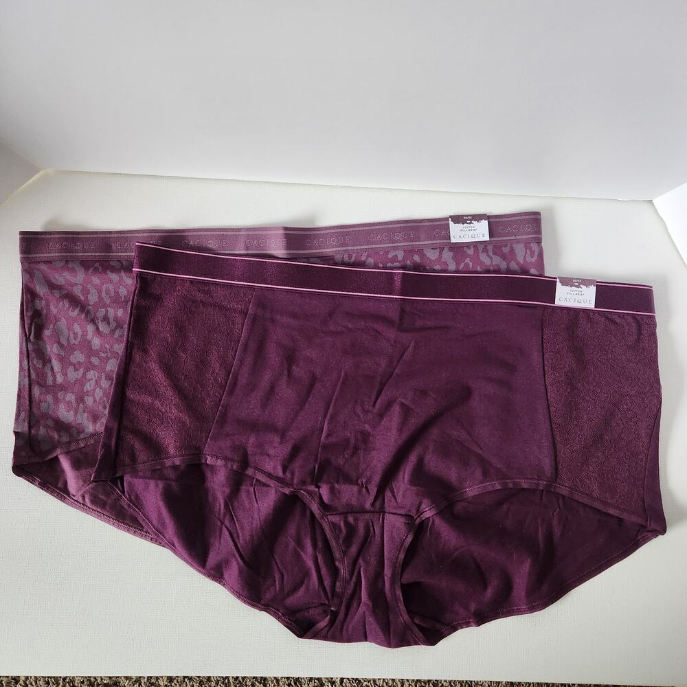 New! Lane Bryant CACIQUE Panties x2 Cotton Full Brief Womens 30/32 Purple Animal